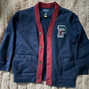 Polo by Ralph Lauren Blue and Burgundy boys cardigan sweater